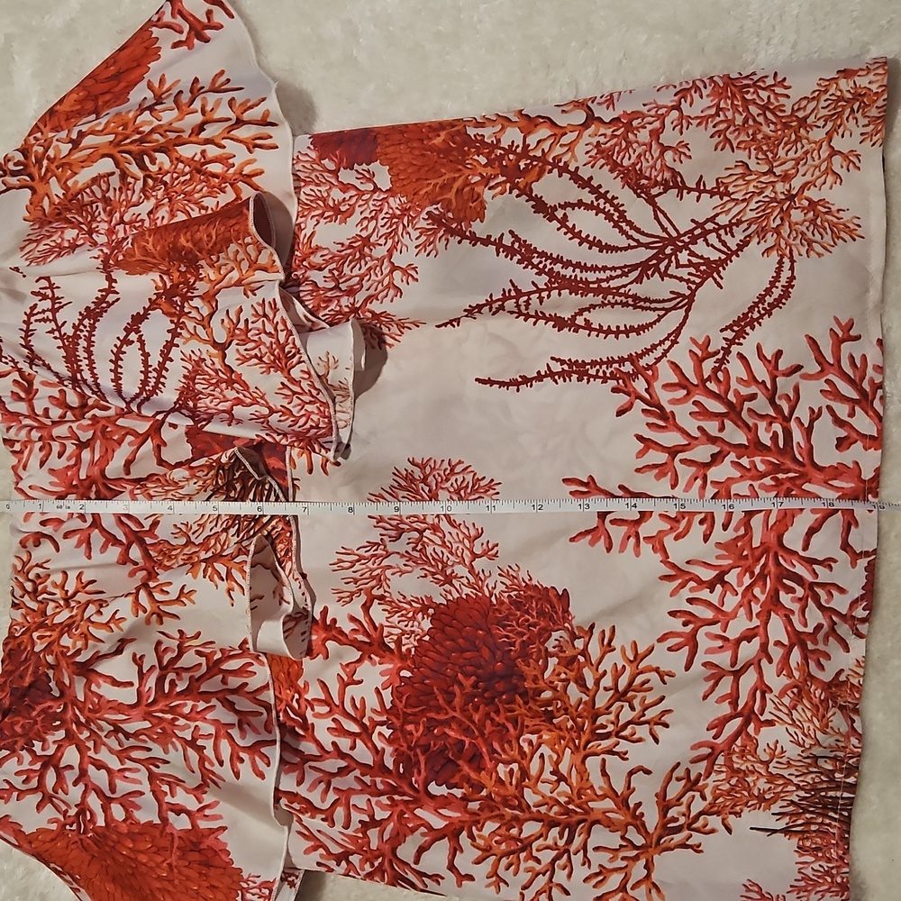 NEW Ruffle Top Size S White Red Silk Resortwear Tropical Beach Strapless Summer - Picture 10 of 11